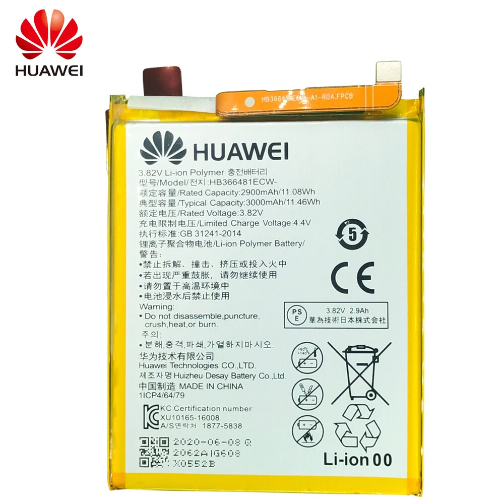 Hua Wei Replacement Phone Battery for Huawei P9 P10 Lite Honor 8 9 Lite 9i 5C 7C 7A Enjoy 7S 8 8E Nova Lite 3E GT3 HB366481ECW