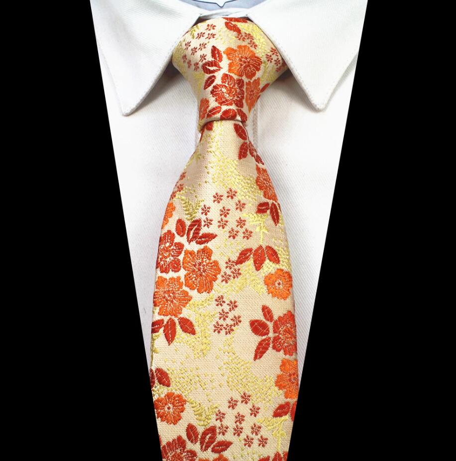 RBOCOTT – cravates florales en soie Jacquard pour hommes, 7cm, col tissé, couleur bleu rouge, accessoires de mariage d'affaires: 17
