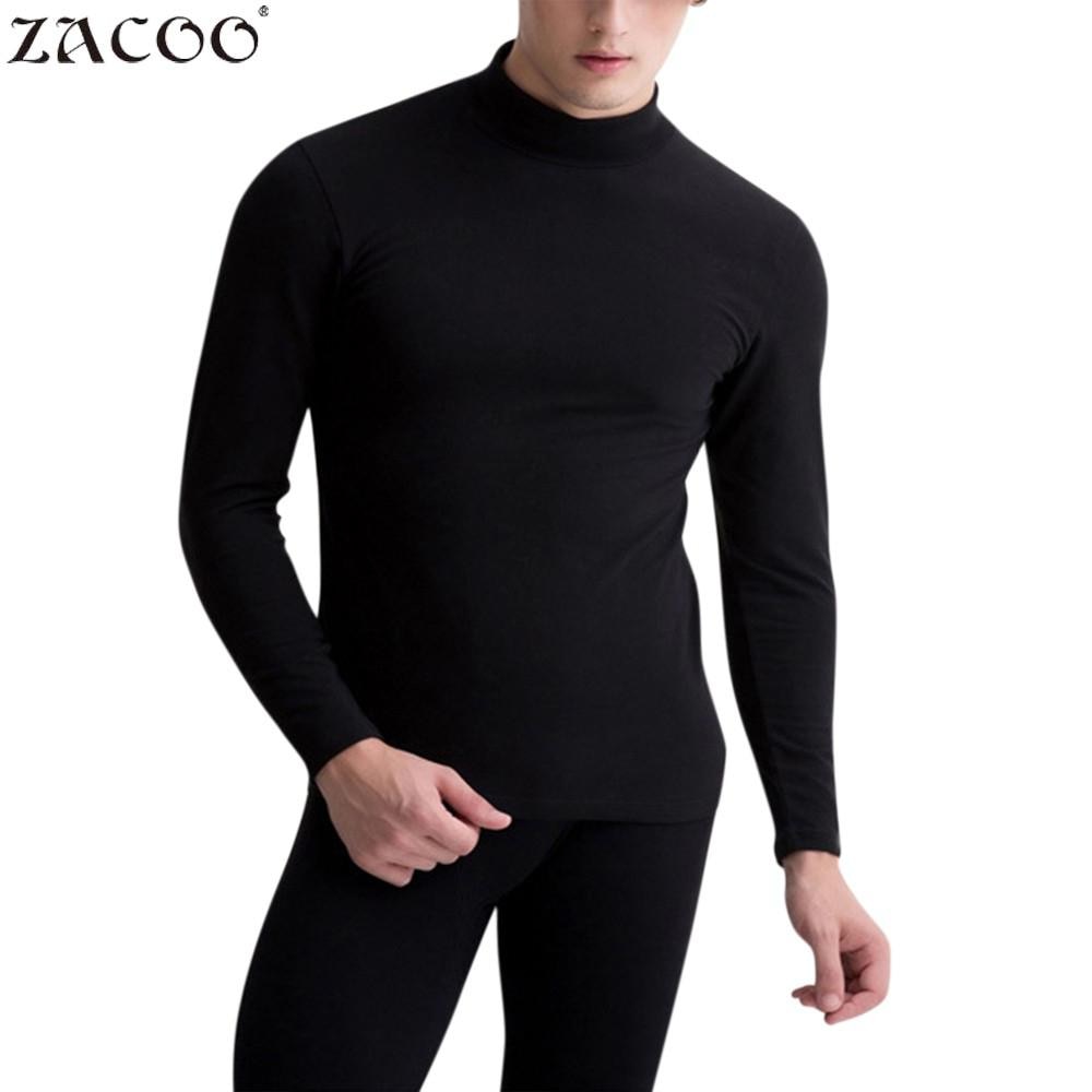 Zacoo Men Underwears Sets Long Johns Solid Black Big Size Thick Warm Tops Pants Men's Causal Thermal Underwear Sets san0