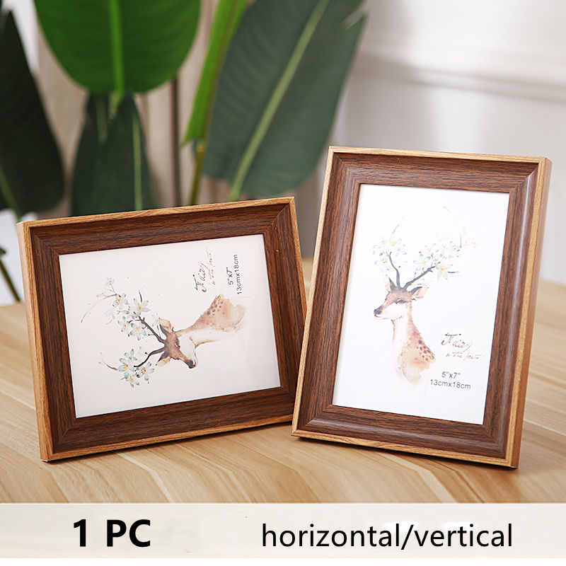 5 Color Rectangle Photo Frame Wall Mounted Living Room Decor Desk Ornament Wedding Family Picture Frame 5-10 Inch European Retro: 1 pc-Color 3 / 7 inch