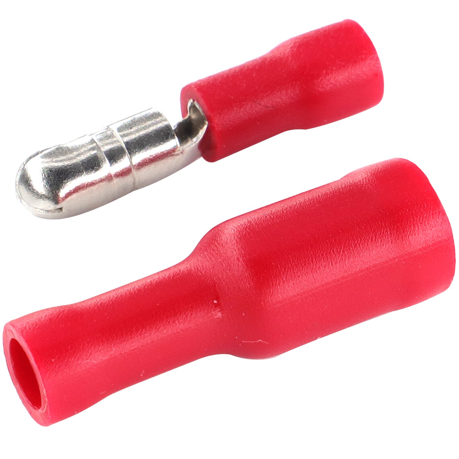Qty 100, Red Bullet Wire Connectors Insulated Crimp Terminals Electrical Audio Cable Connector In Car Technology GPS Security