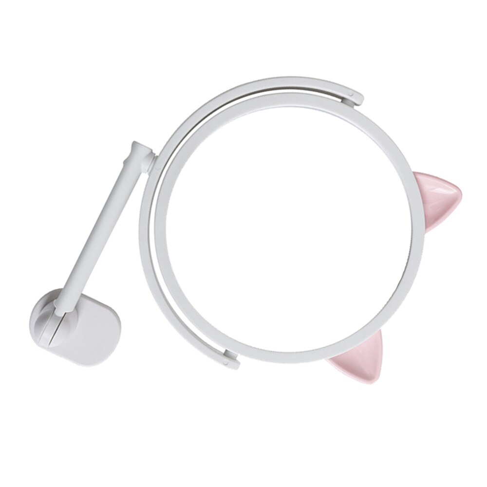 1pc Mirror Swivel Vanity Mirror Cat Ear Makeup Mirror Wall Mounted Cosmetics Mirror Bathroom Makeup Mirror: White