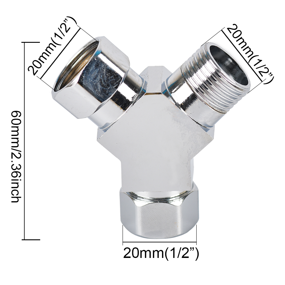 3-Way Electroplated Stainless Steel Shower Adapter 1/2inch Shower Diverter One-in-two-out Joint Water Pipe Fittings: Orange