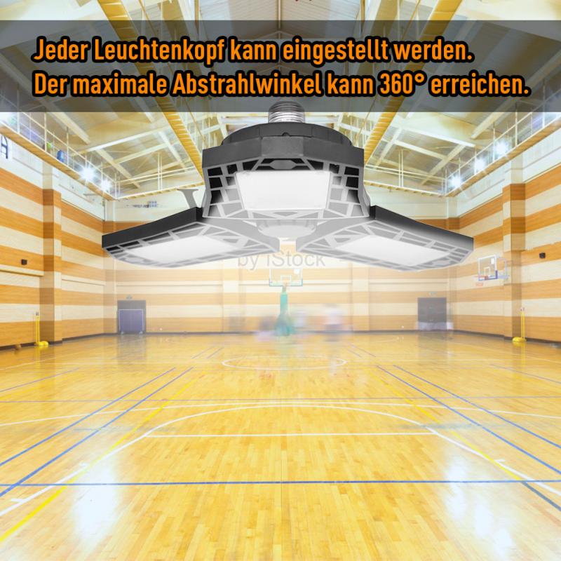 144 LED Triple Glow Deformable Tri-Fold Lamp LED Adjustable Garage Light High Bay Light 60W Ceiling Light WorkShop Lighting