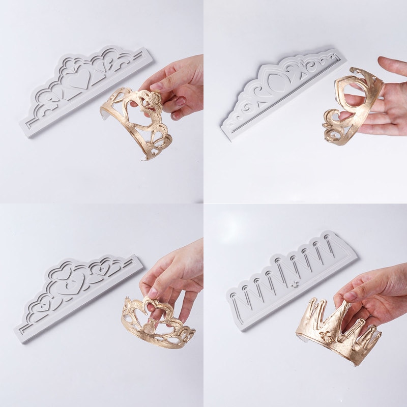 Varios molde de corona Imperial molde de silicona Fondant herramienta de decoración de pasteles Gumpaste Sugarcraft, formas de Chocolate hornear