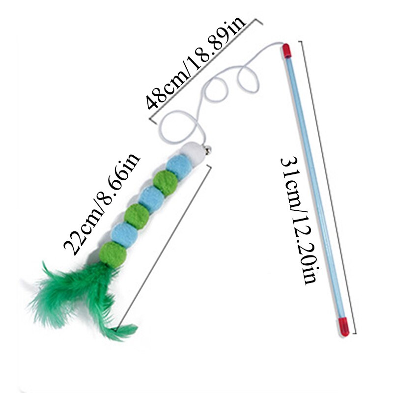 Juguete para gato y gatito, pluma suave de juguete interactivo y Cascabel, accesorios para gatos, divertido palo para gatos, 1 unidad