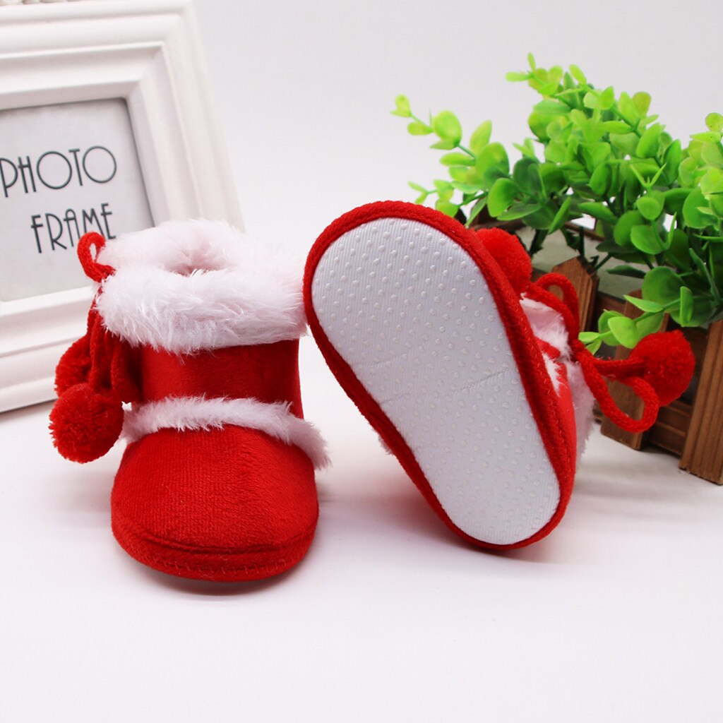 Fahsion Casual Infant Newborn Baby Kids Girls Shoes Boots Cashmere Plush Winter Keep Warm Ankle Boots Bandage Warm Shoes