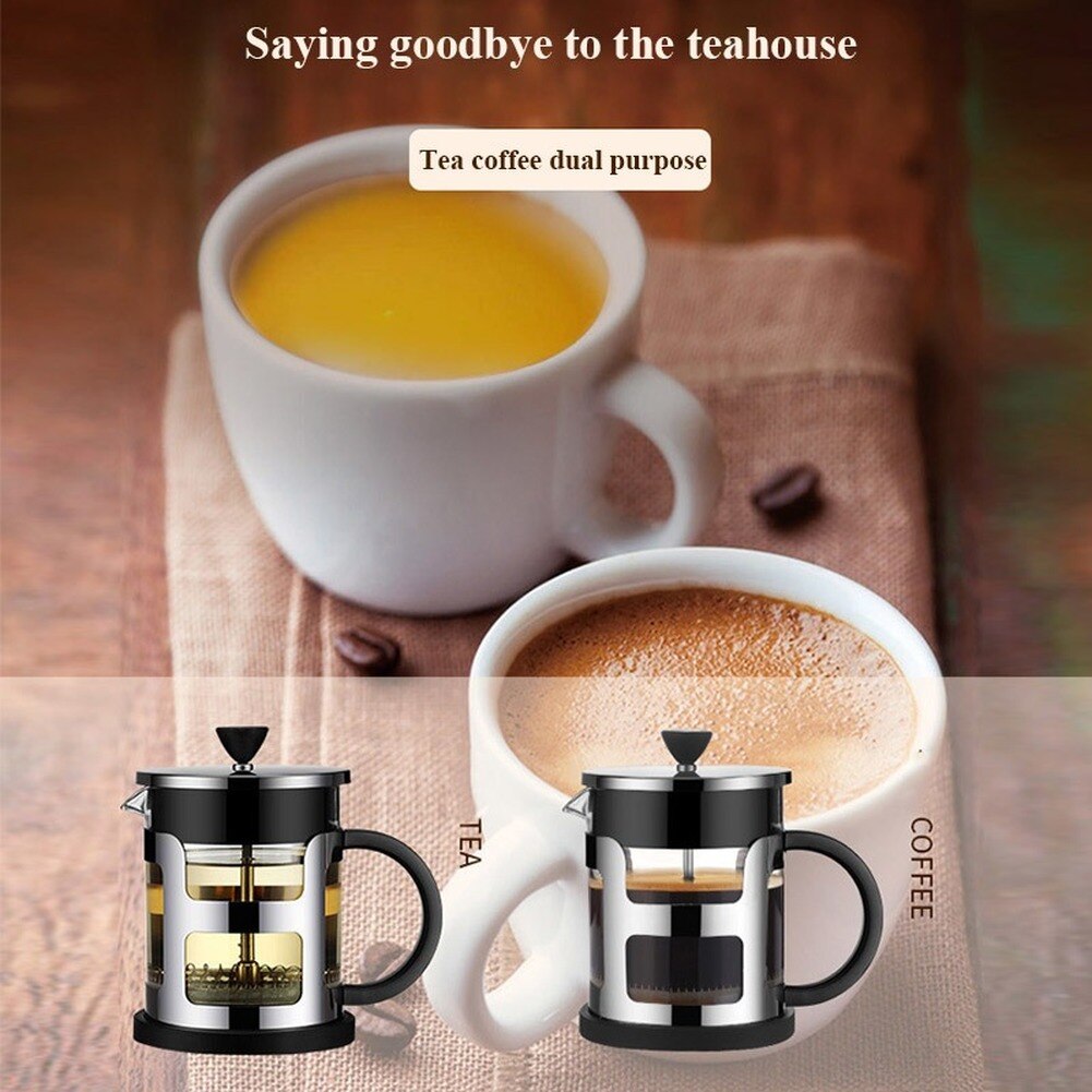 1000/600ml fransk press kaffekanna av rostfritt stål glas tekanna med te sil filter vattenkokare tekannor kaffemaskin