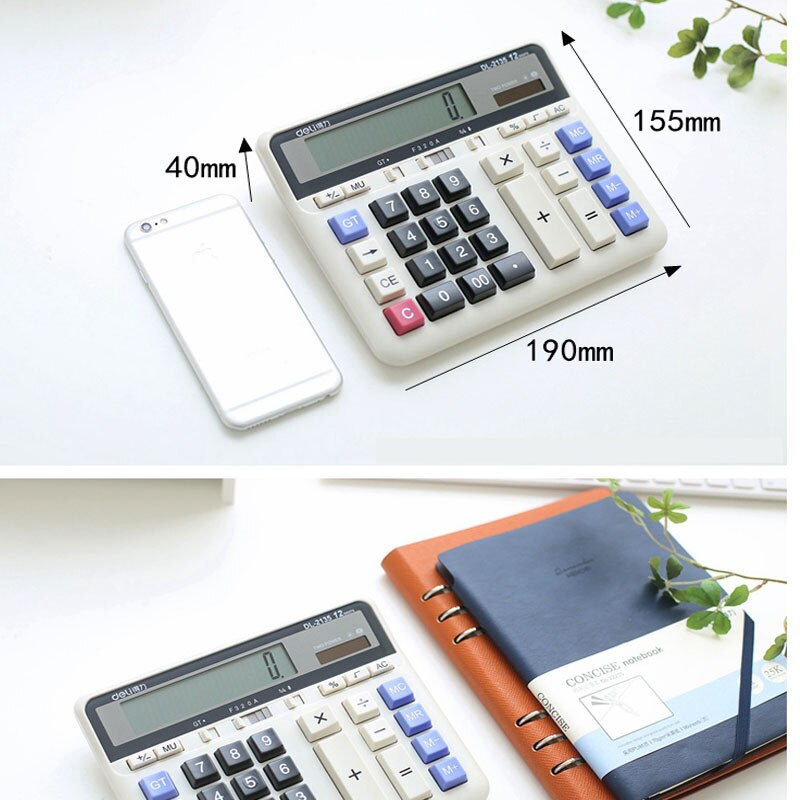Deli 1 Piece 2135 Financial Bank Dedicated Calculator Computer Keyboard Desktop Office Calculator Solar Dual Power Supply