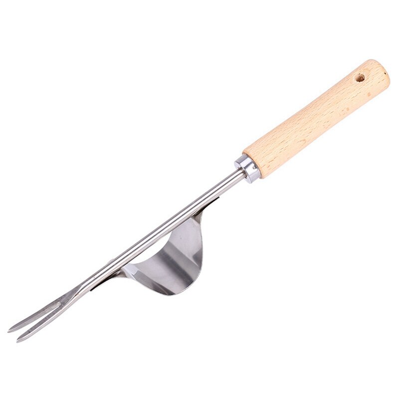 Wood Handle Stainless Steel Garden Weeder Hand Weeding Removal Cutter Dandelion Puller Tools Multifunction Weeder: Default Title