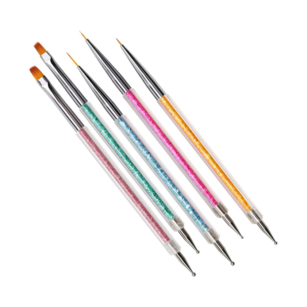 5 Pcs Nail Art Pennen Nail Art Liner Borstels Dubbelzijdig Puntjes Tool Voor Diy Nail Art Designs: Default Title