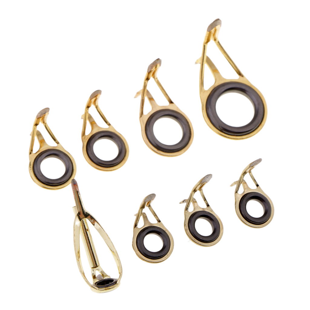 8pcs Fishing Rod Guide Top Tip Eye Ring Rod Repair Kit for Rod Building Stainless Steel Frame