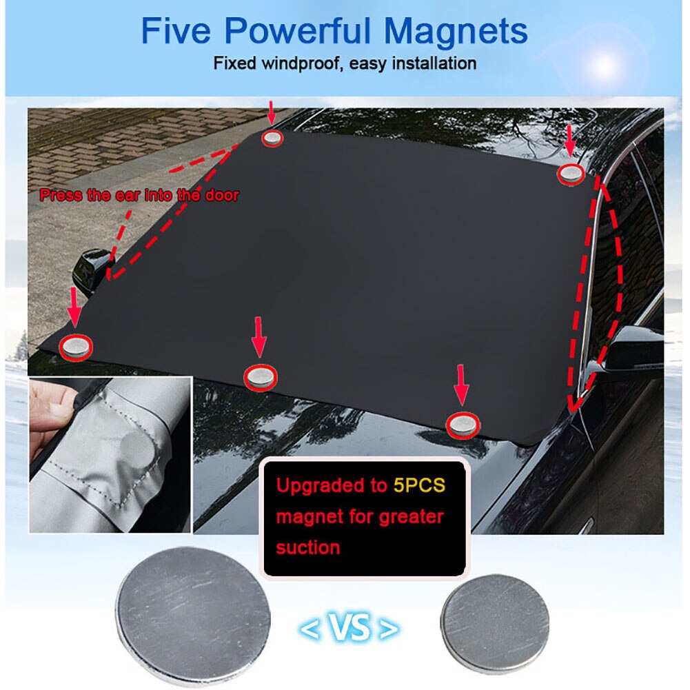 Sterke Magnetische Auto Zonnescherm Voor Voorruit Zilveren Doek Winter Sneeuw Zonnescherm Waterdicht Stofkap Voor Auto
