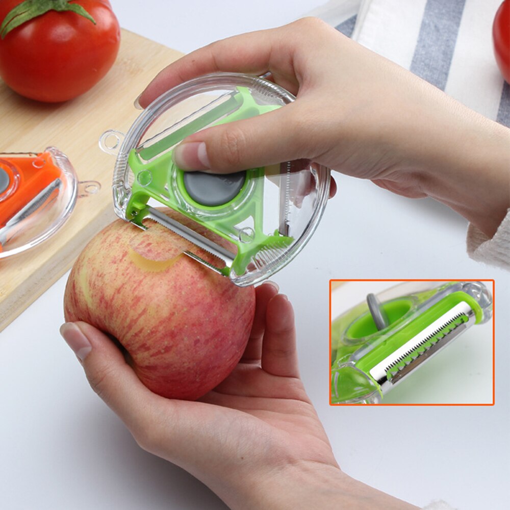 Pelador giratorio multifunción tres en uno pelador de frutas pelador de patatas artefacto de corte de pepino aparato cortador de cocina herramientas