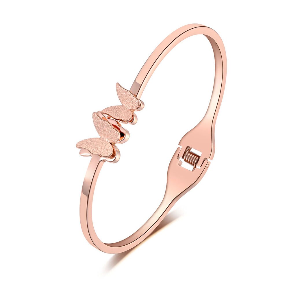 Lokaer Alla Moda di Titanio in Acciaio Inox A Doppia Farfalla Dei Braccialetti Dei Braccialetti per Le Donne Ragazze Del Polsino Del Braccialetto Del Braccialetto Dei Monili B19067: Default Title