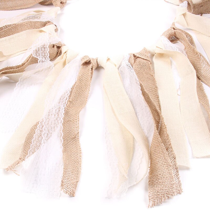 Guirlande de pampilles en dentelle de Jute de 159cm, bannière rustique pour baptême, mariage, anniversaire, fournitures de décoration suspendues