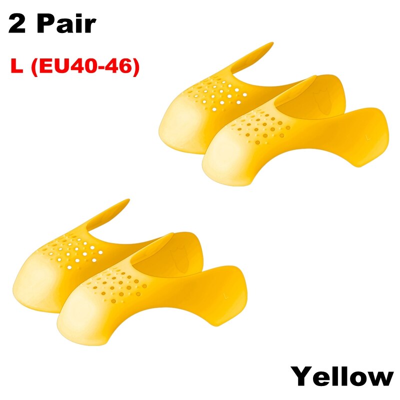 Protector antiarrugas lavable para zapatillas de deporte, Protector de flexión, soporte para la puntera, ensanchador de zapatos, 2 pares: Yellow-L (EU40-46)