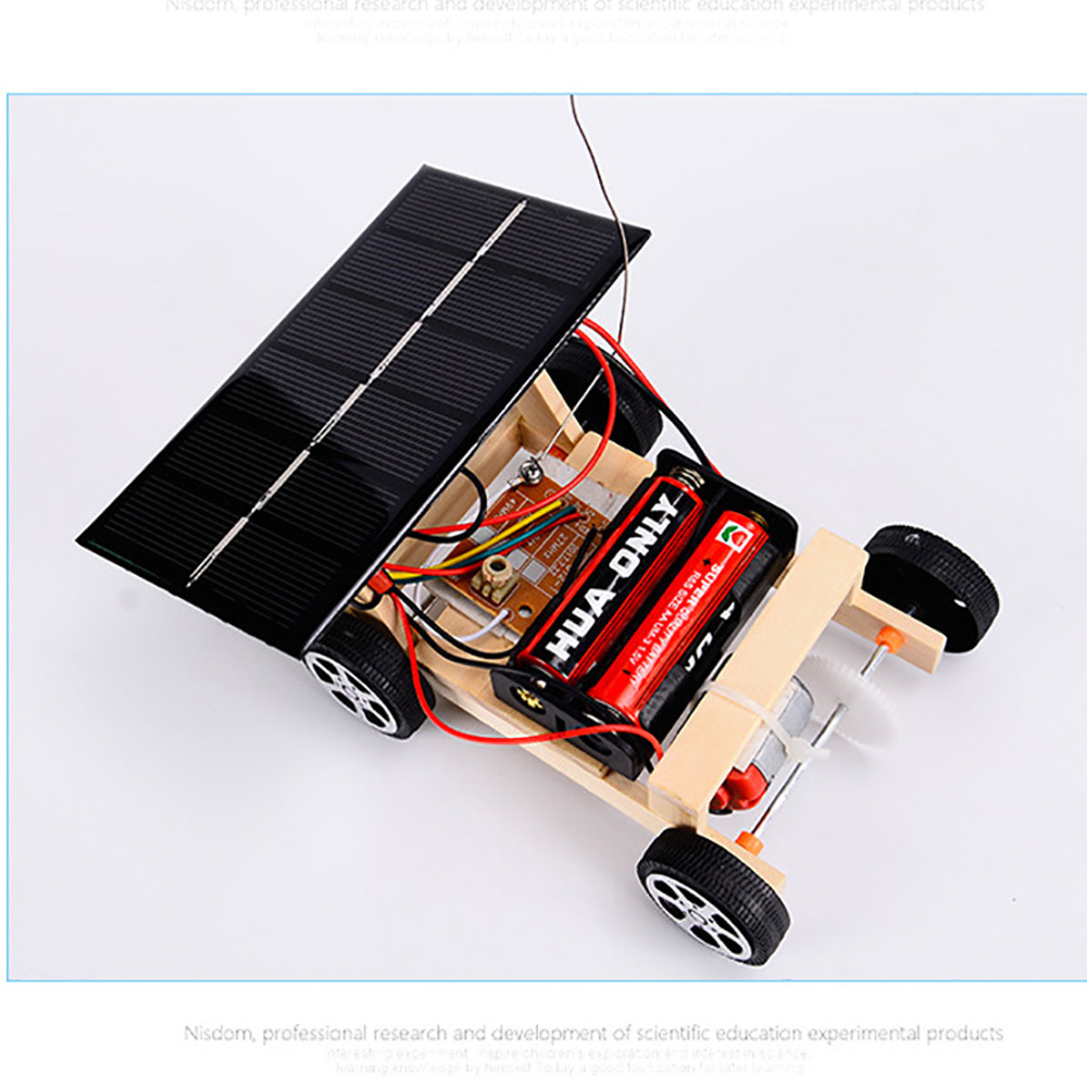 Houten DIY Mini Zonne-energie Speelgoed RC Voertuig Auto Houten Assemblage RC Speelgoed Wetenschap Model Educatief Speelgoed Intelligentie