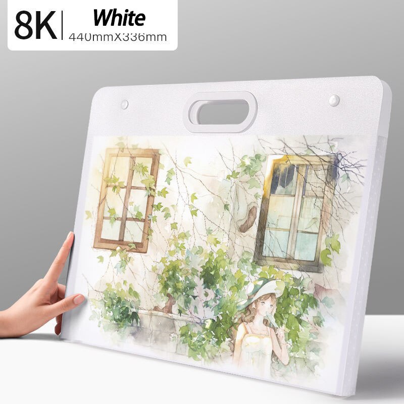 Drawing Paper Drawing Bag Storage Works Favorites Children's Drawing Storage Bag Painting Drawings Art Album: 8k white