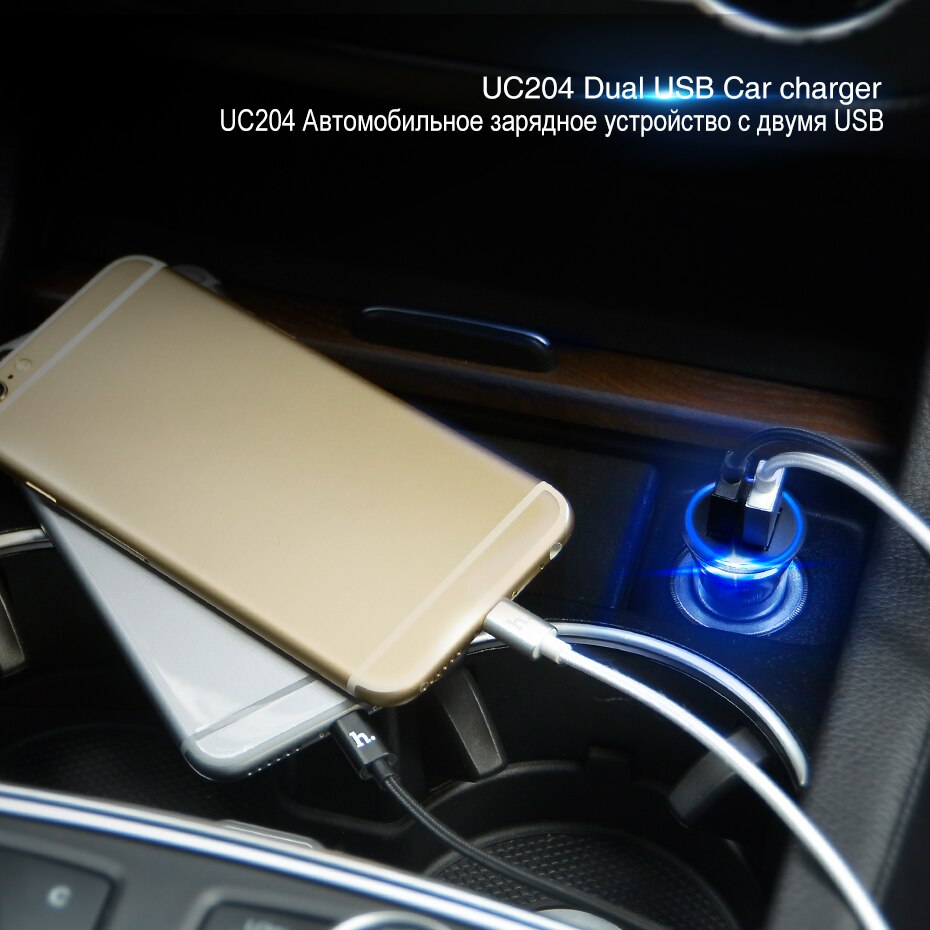 HOCO Car Charger Dual USB Port for iPhone iPad Samsung Xiaomi Phone Charging Adapter 2.4A Car-charger Universal Double Slot