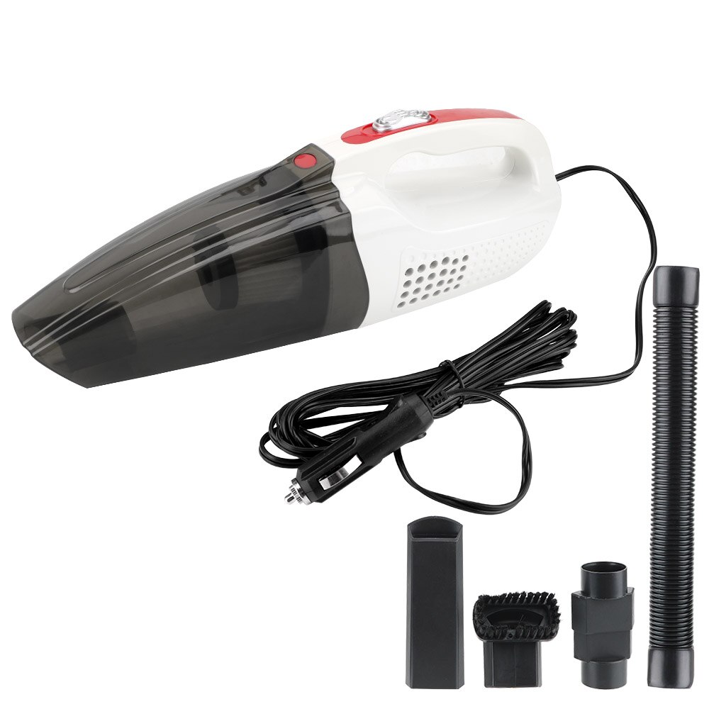Aspiradora de mano para coche, herramientas de limpieza en seco y húmedo, accesorios universales portátiles útiles para el hogar, 80/120W DC 12V: Blanco