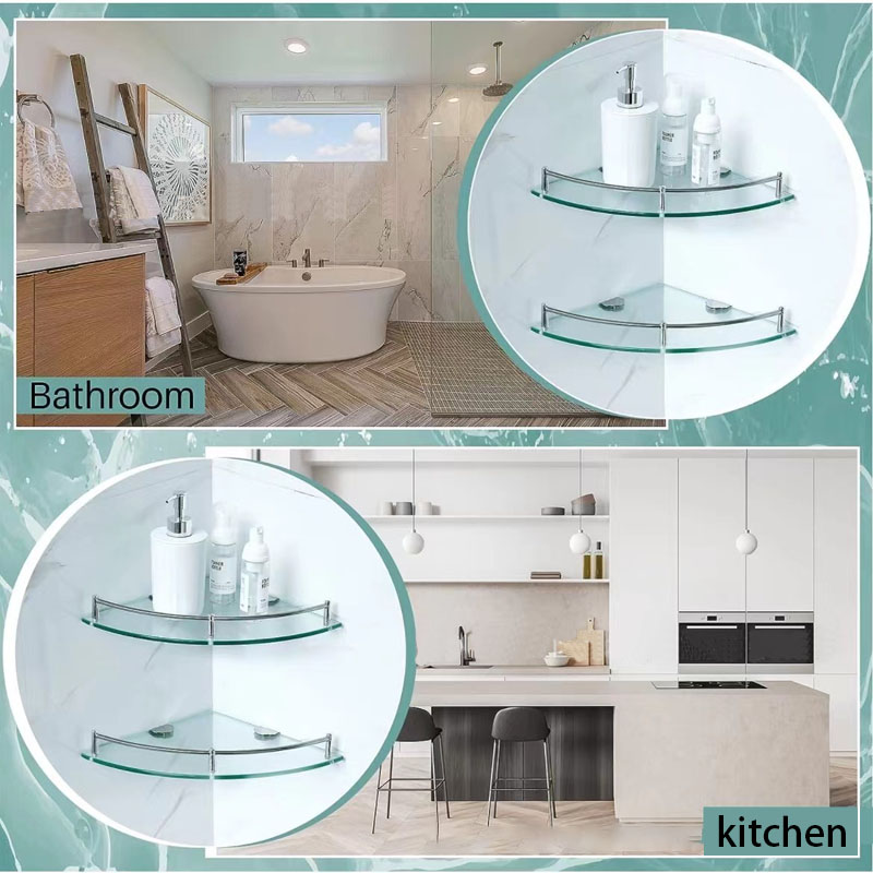 Estante de cocina para baño, estante triangular de vidrio, almacenamiento de cocina, organización, accesorios de cocina, organizador de especias para el hogar