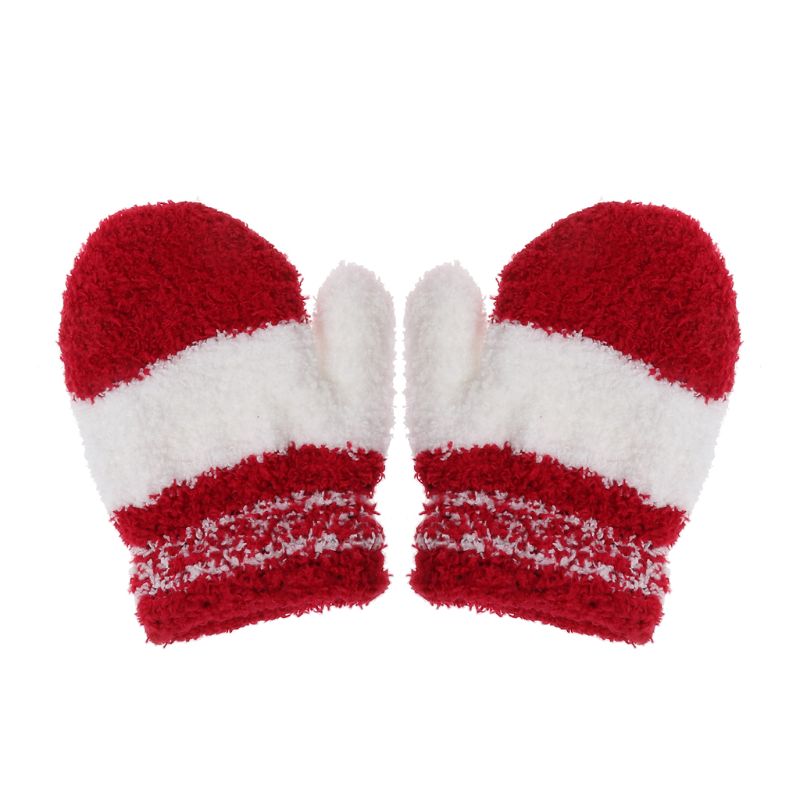 Cute Infant Baby Kid Boys Girls Warm Winter Gloves Toddler Knit Rainbow Mittens nice: Red