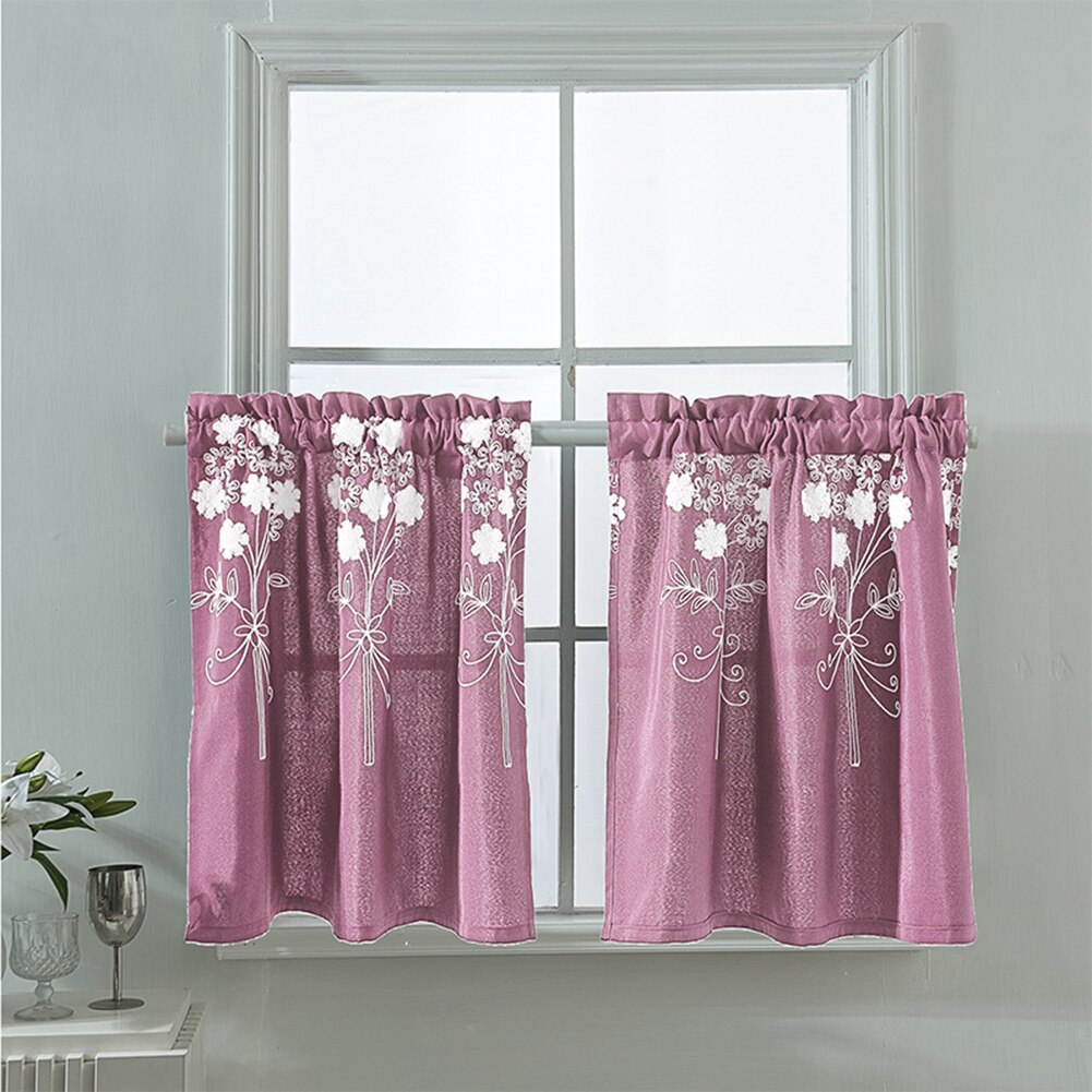 Solid Color Flower Pattern Kitchen Short Curtain Valance Drape Window Home Decor Short Kitchen Window Curtain Valance Home Decor