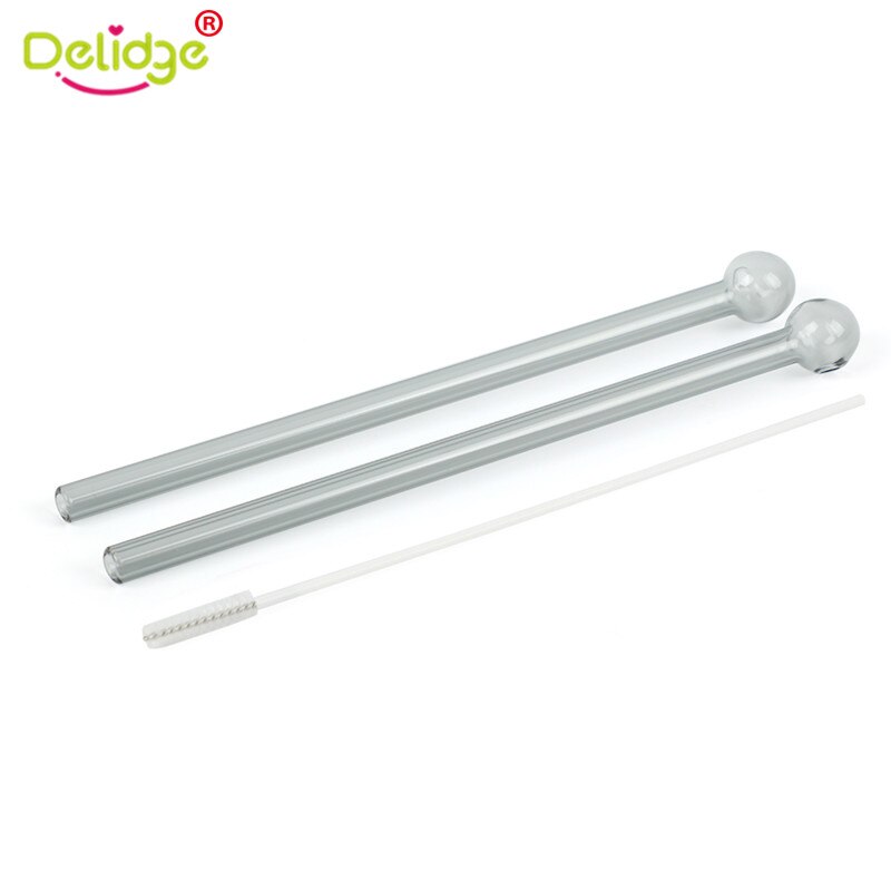 Tubo de cristal para beber hecho a mano, paja de colores con cepillo de limpieza del hogar, pajitas de vidrio reutilizables para fiestas, herramientas de Bar, 3 uds.: B2128SS