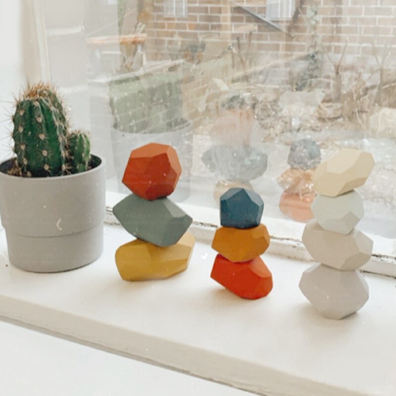 Kinderen Houten Regenboog Kleur Steen Bouwsteen Educatief Speelgoed Creatieve Nordic Stijl Stapelen Spel
