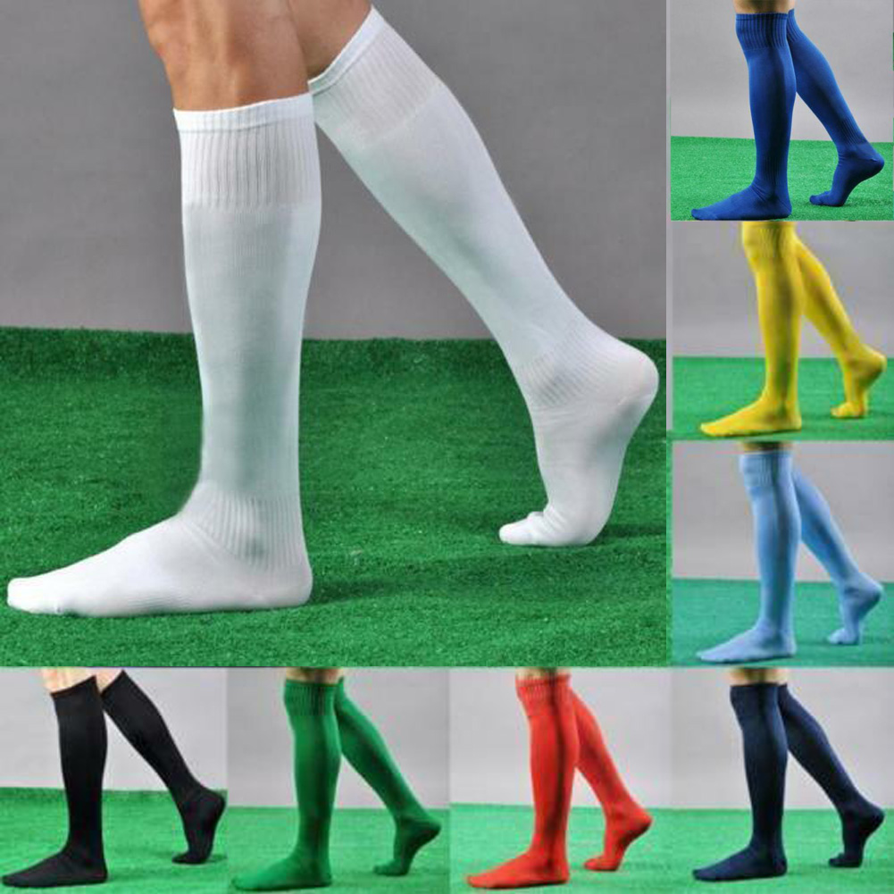 Hirigin-calcetines largos para hombre, medias altas hasta la rodilla, ideales para fútbol, béisbol, Hockey, blanco, amarillo Y azul