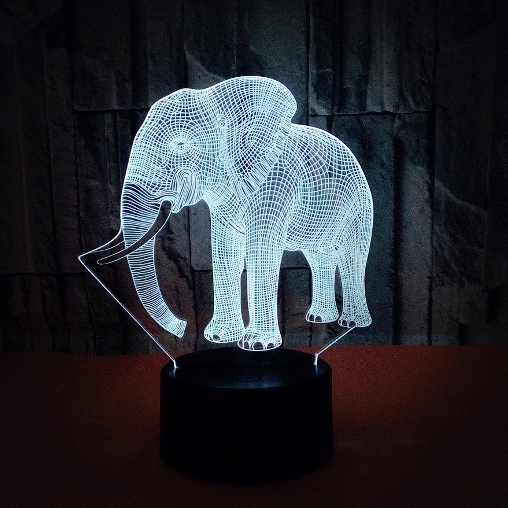 3d magic touch elefant natlys farverige skiftende led bordlampe stue bar indretning lys: Røre ved