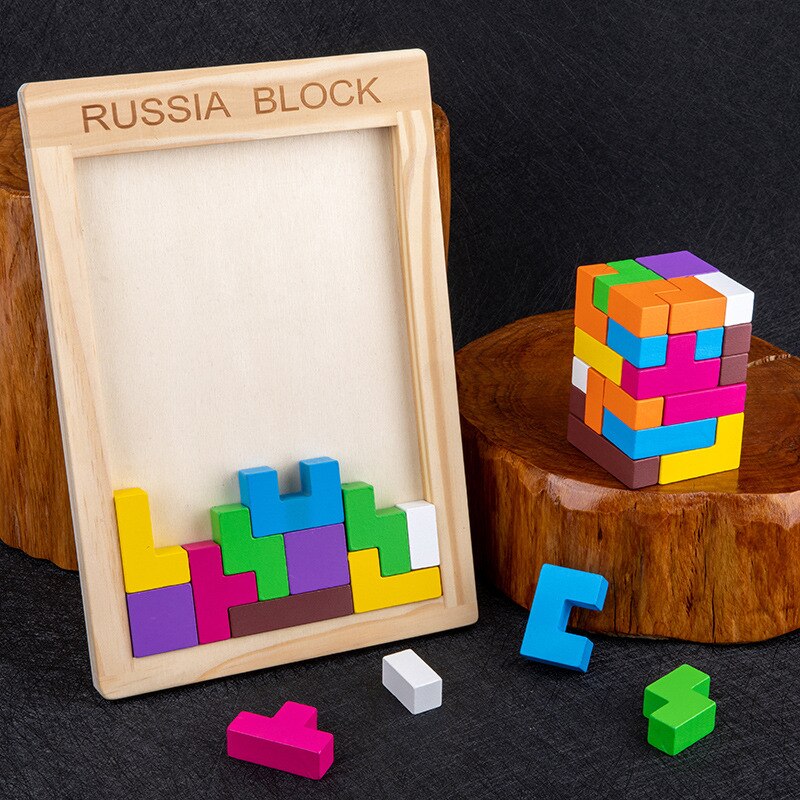 Per bambini In Legno Giocattoli Educativi Gioco di Puzzle Tetris Cubi Puzzle Del Bambino Giocattoli Per Bambini Delle Ragazze Dei Ragazzi Bambini Tetris Puzzle di Magia Tangram