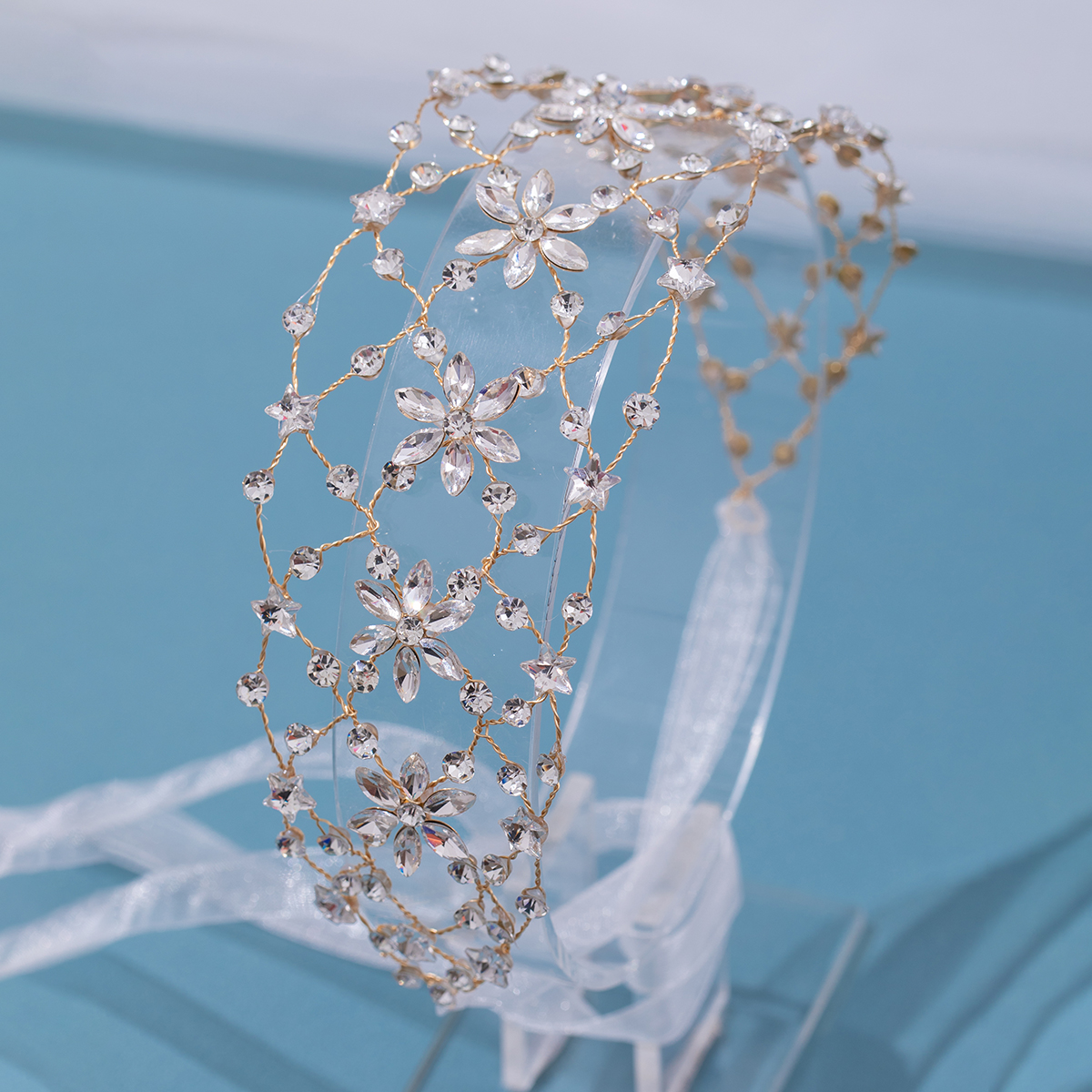 Diadema de perlas, diademas de red de cadena suave para novia, accesorios para el cabello de boda, tocado con cuentas de , joyería Noiva para mujer