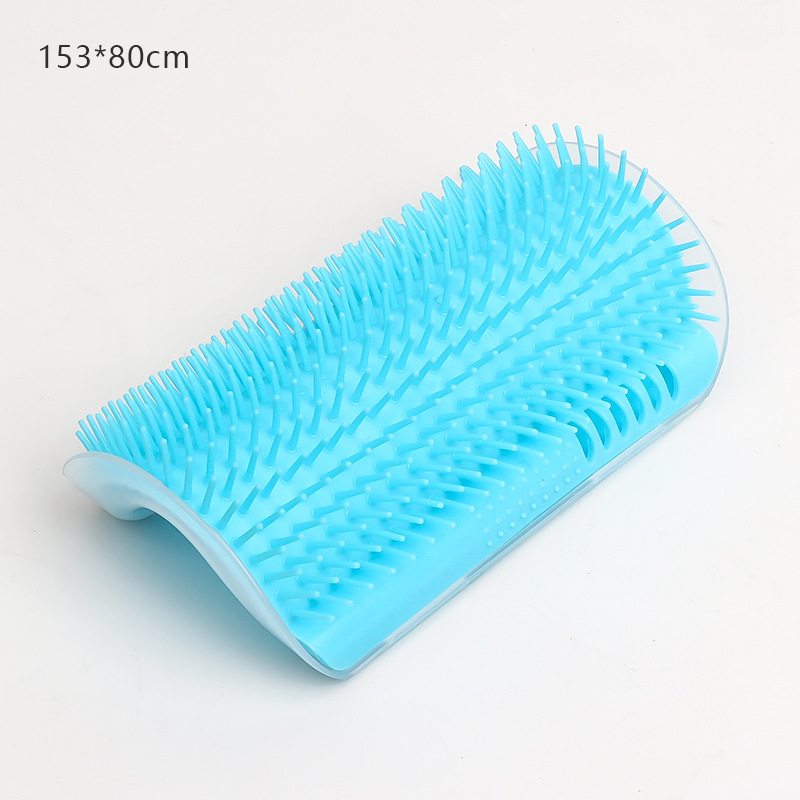 Herramienta de masaje para gatos, peine de masaje para depilación de mascotas, esquina de pared, cepillo para frotar autolimpiante, juguetes para gatos, suministros de belleza para mascotas: Azul