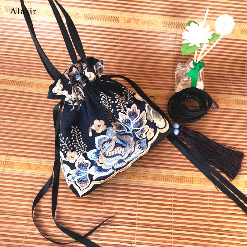 Sac à main rétro alasir pour femme, style chinois, hanfu, petites fleurs brodées, en dentelle, à bandoulière, mini sac à main rétro pour femme, sacs à ficelle