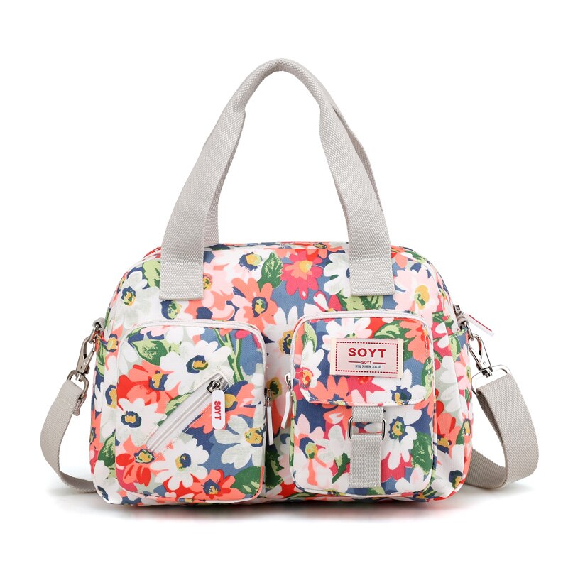 Multi-Layer Nylon Vrouwen Schoudertassen Mode Eenvoudige Grils Handtassen Messenger Bags Gedrukt Bloemen Crossbody Tassen: Colorful flowers