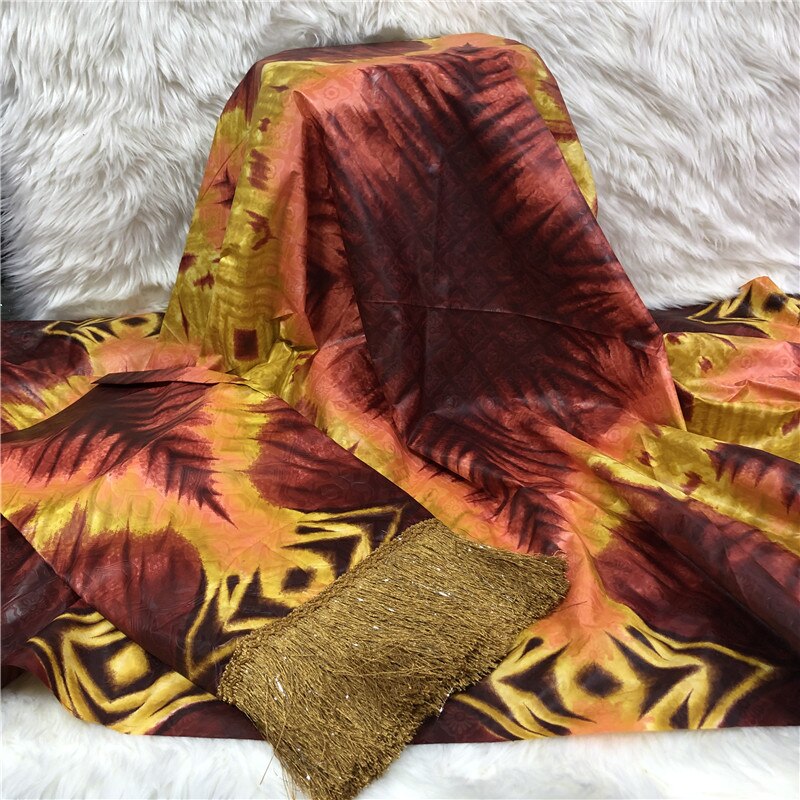 Nouveauté africain bazin riche dentelle bazin farbic avec gland pour mariage 5 2yards/lot: 7