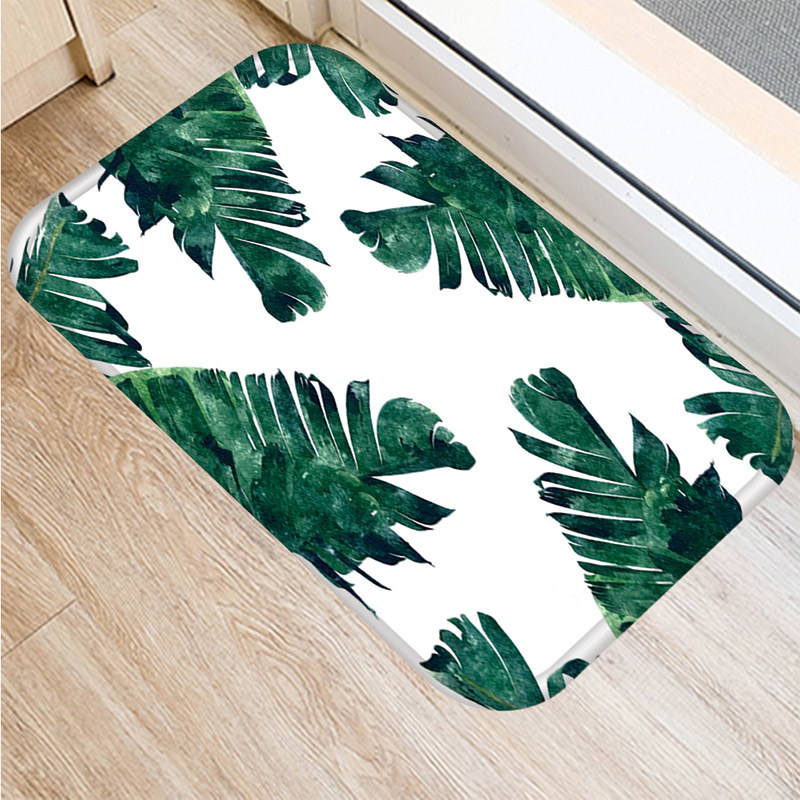 Tropisk monstera mønster køkken indgang 40*60cm dørs måtte koral fløjl tæppe dørmåtte indendørs gulvmåtter skridsikker tæppe 48233: 2dd-48233-015