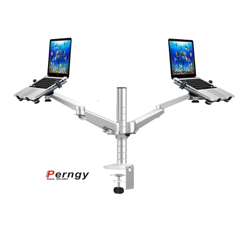 OA-12X Aluminium legierung 2 in 1 Halterung einstellbar Dual Arm doppel Laptop Schreibtisch stehen Halfter Für 10-15 zoll Laptop + 7 "-10" Tablette