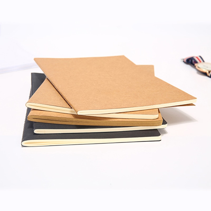 EZONE B5 Kraft Notebook Black Kraft Cover Notebook Blank Pages Line Paper Sketchbook Planner Notebook School Supply Stationery