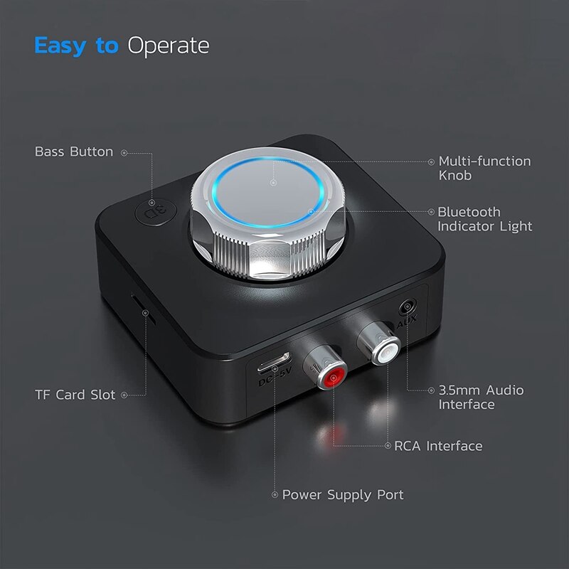 RCA – récepteur Audio Bluetooth 5.0, adaptateur sans fil pour haut-parleur filaire, écouteurs, 3.5mm