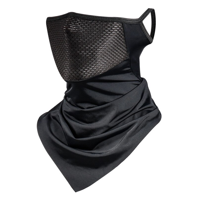 Män vandring cykla helmask bandana andningsbar cykelmask sporthalsduk sommar balaclava cykelsport halvansiktsmask: Svart