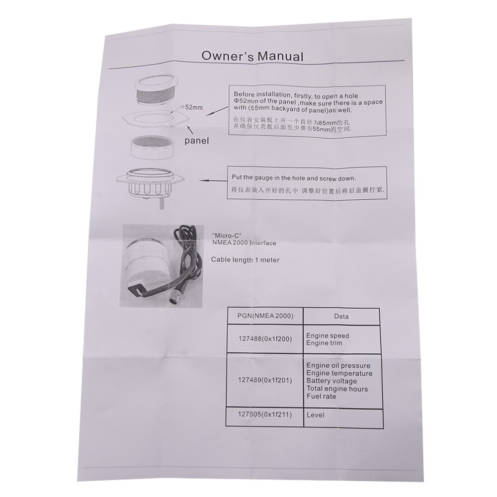 NMEA 2000 52mm Water Temperature Gauge Temp Meter For Boat Car Yachts 40-120 Celsius 100-250 F NMEA2000 Port Side Starboard STBD
