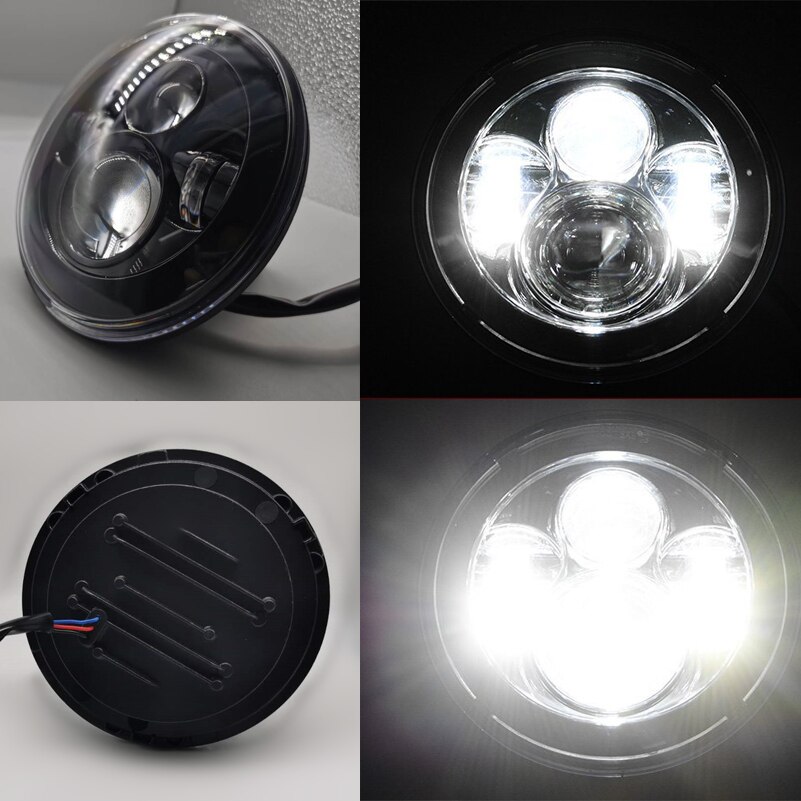 Boîtier de montage des phares LED pour motos, 7 pouces, éclairage avant chromé pour conduite, 60W, DOT DRL