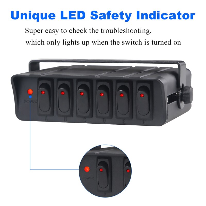 On/Off Switch Box Controller Rocker Switches Panel SPST Red Light for Car Lights Marine Boat Truck