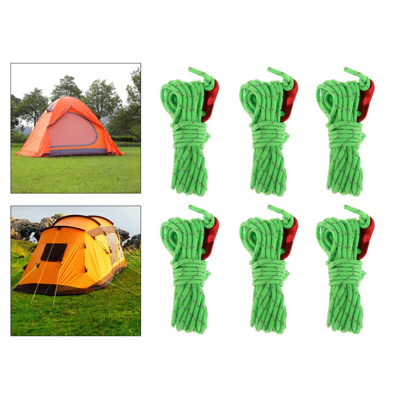 6Pcs Reflecterende Paracord Touw Dia.4mm Voor Survival Parachute Cord Lanyard Camping Klimmen Camping Touw Wandelen Waslijn
