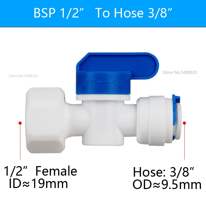 Válvula de esfera de plástico para água, 1/4 "5/16", mangueira od de conexão rápida, 1/4 ", 1/4" "encaixe do aquário do reveser do fêmea osmosis: HF-3l8 to1l2