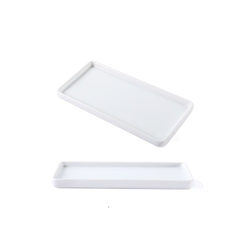 Bandeja Rectangular de cerámica de estilo japonés, plato Rectangular de porcelana blanca, bandeja para enjuague bucal, bandeja de almacenamiento para sala de baño