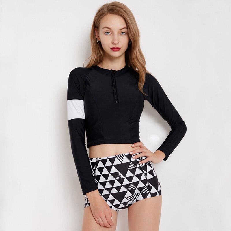 Manica lunga Costume Da Bagno per Le Donne Costumi Da Bagno Rashguard Due Pezzi A Maniche Lunghe Protezioni Costume Da Bagno Completo Per Il nuoto